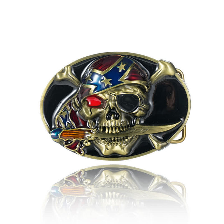 Herren DIY Piratenschädel Schnalle Ledergürtel