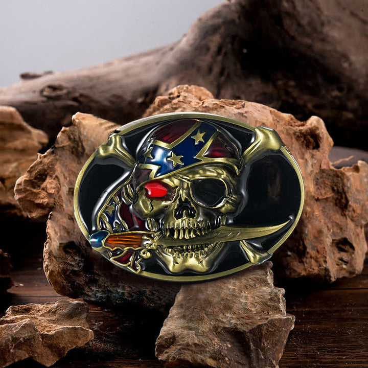 Herren DIY Piratenschädel Schnalle Ledergürtel