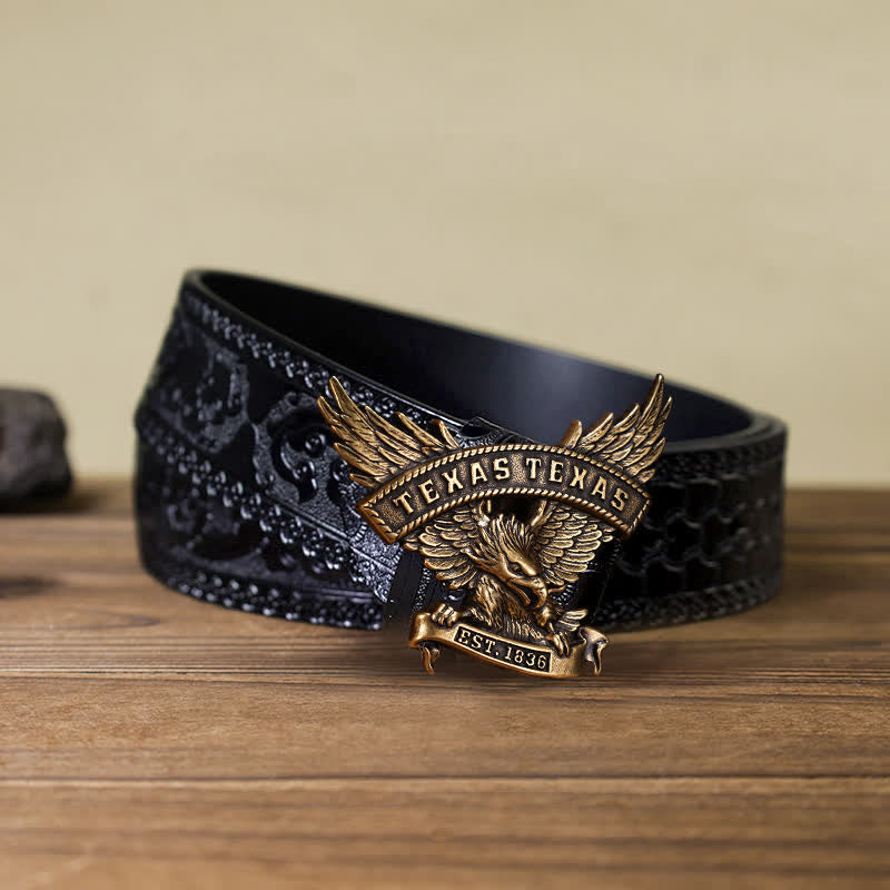 Herren DIY Retro Westlicher Texas-Adler-Schnallengürtel aus Leder