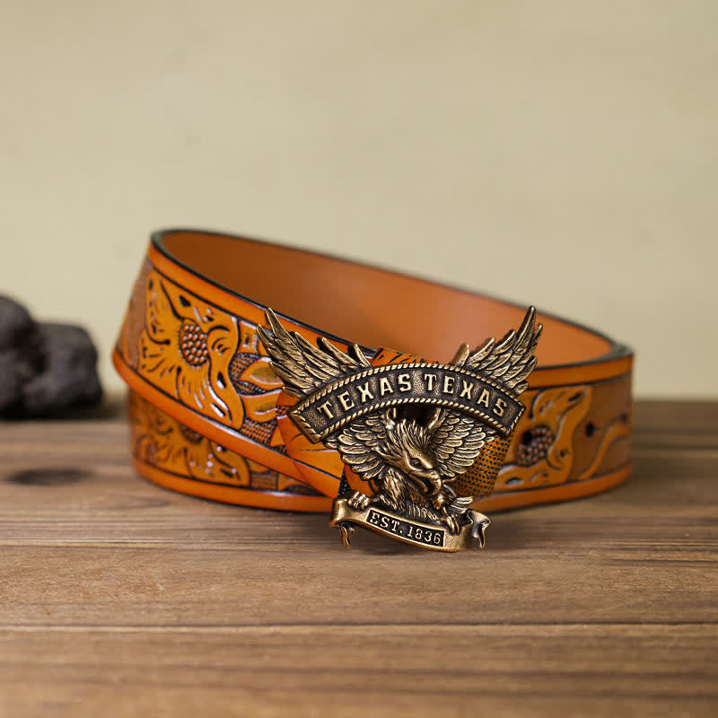 Herren DIY Retro Westlicher Texas-Adler-Schnallengürtel aus Leder