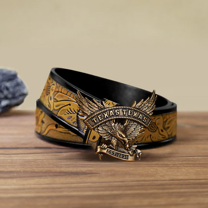 Herren DIY Retro Westlicher Texas-Adler-Schnallengürtel aus Leder