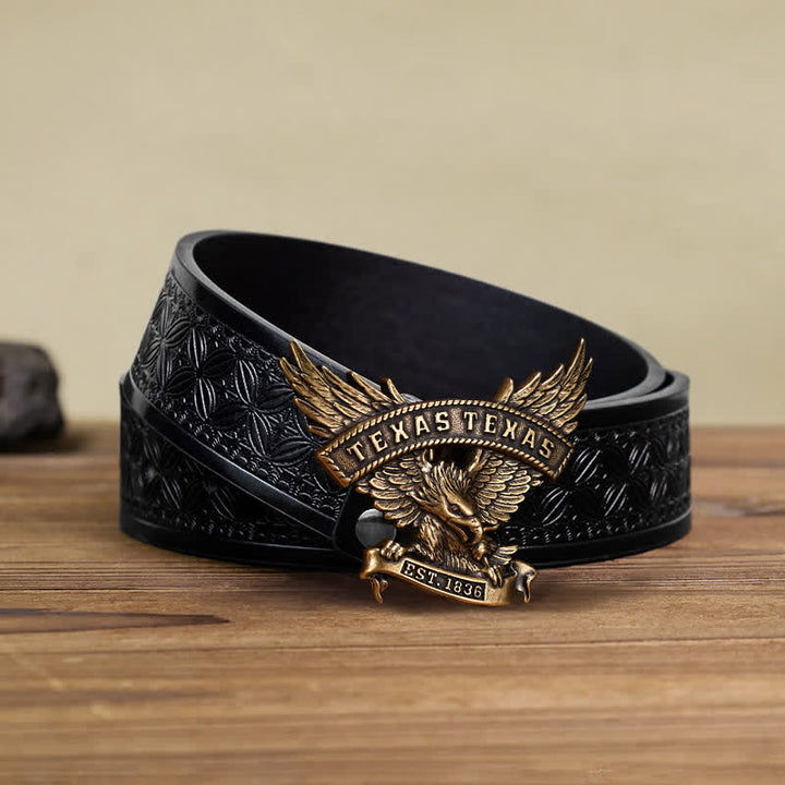 Herren DIY Retro Westlicher Texas-Adler-Schnallengürtel aus Leder