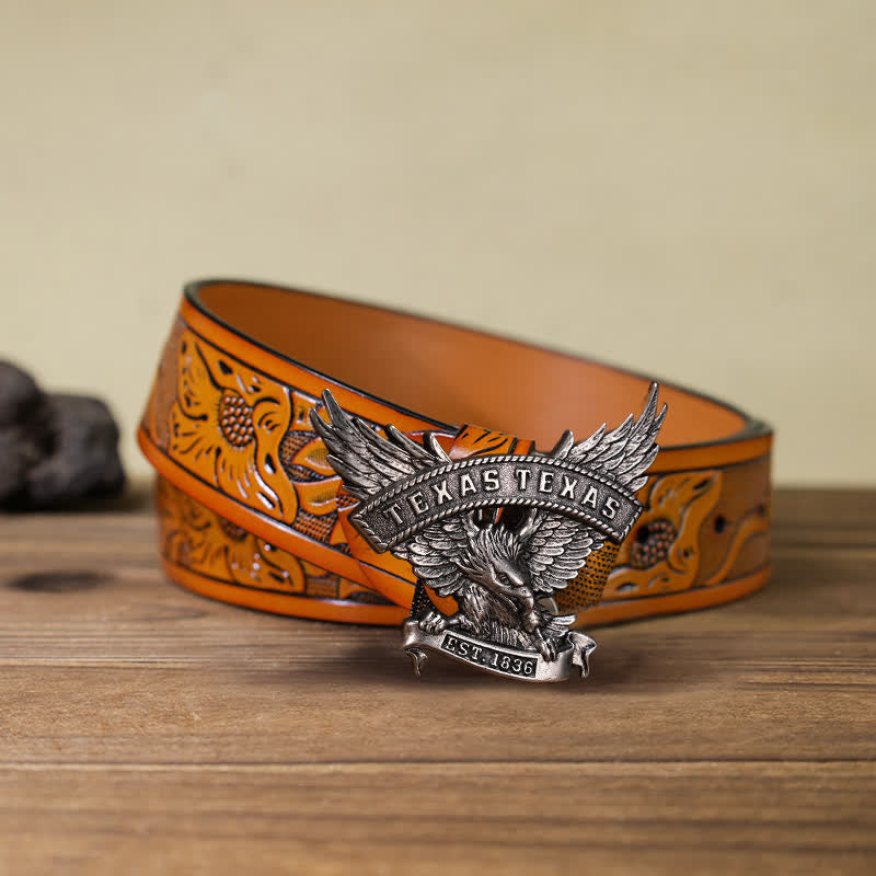 Herren DIY Retro Westlicher Texas-Adler-Schnallengürtel aus Leder