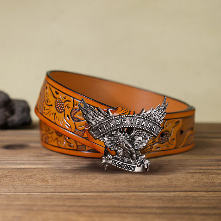 Herren DIY Retro Westlicher Texas-Adler-Schnallengürtel aus Leder