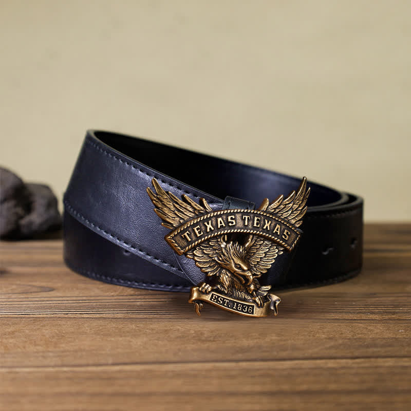 Herren DIY Retro Westlicher Texas-Adler-Schnallengürtel aus Leder
