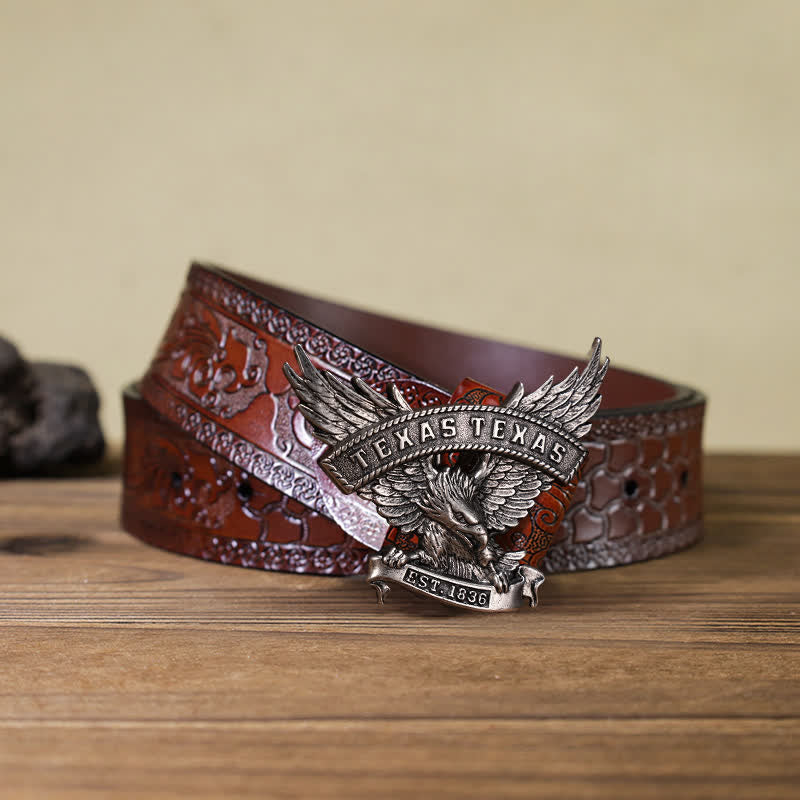 Herren DIY Retro Westlicher Texas-Adler-Schnallengürtel aus Leder