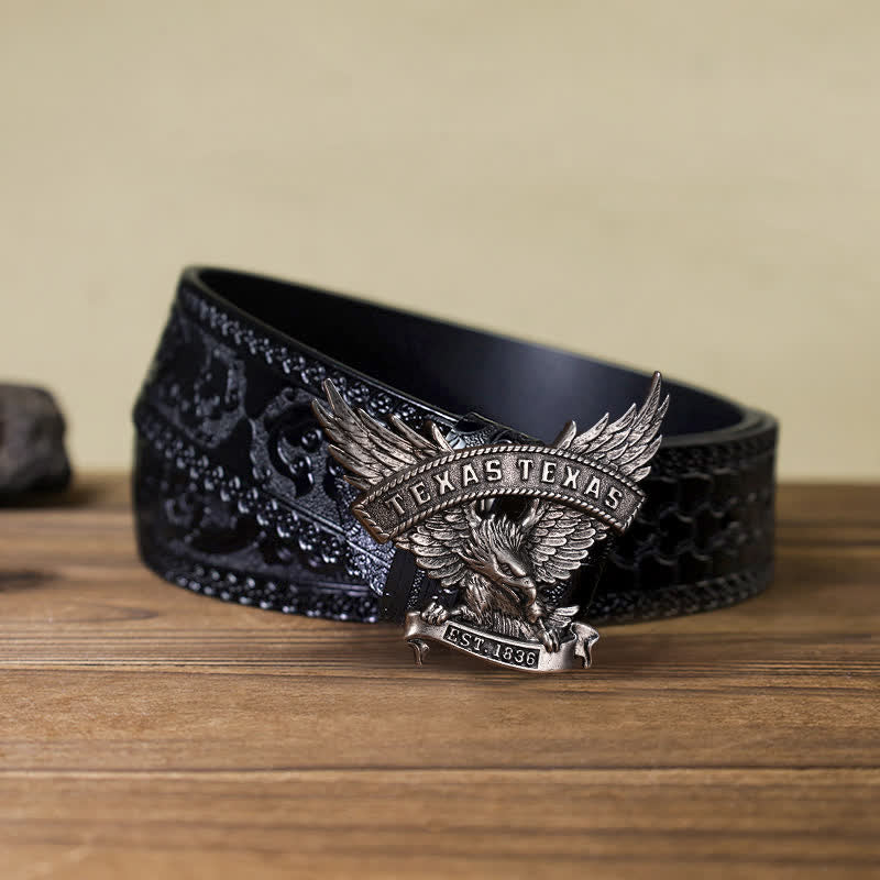 Herren DIY Retro Westlicher Texas-Adler-Schnallengürtel aus Leder