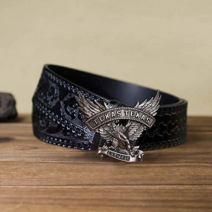 Herren DIY Retro Westlicher Texas-Adler-Schnallengürtel aus Leder