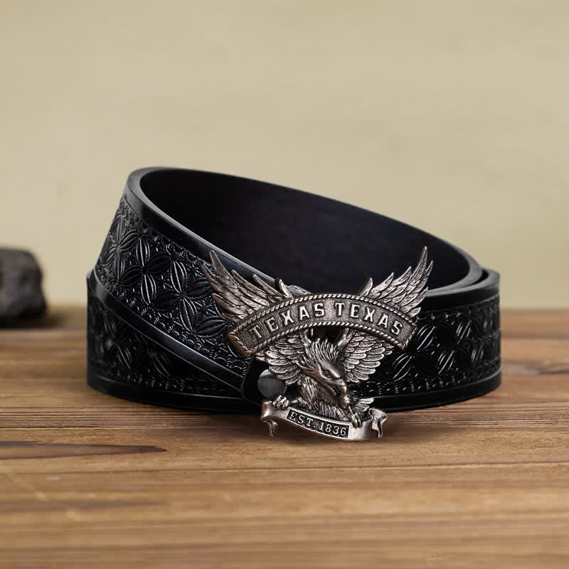 Herren DIY Retro Westlicher Texas-Adler-Schnallengürtel aus Leder