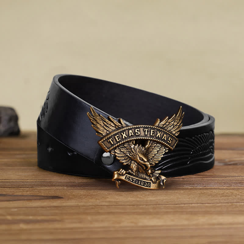 Herren DIY Retro Westlicher Texas-Adler-Schnallengürtel aus Leder