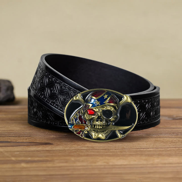 Herren DIY Piratenschädel Schnalle Ledergürtel