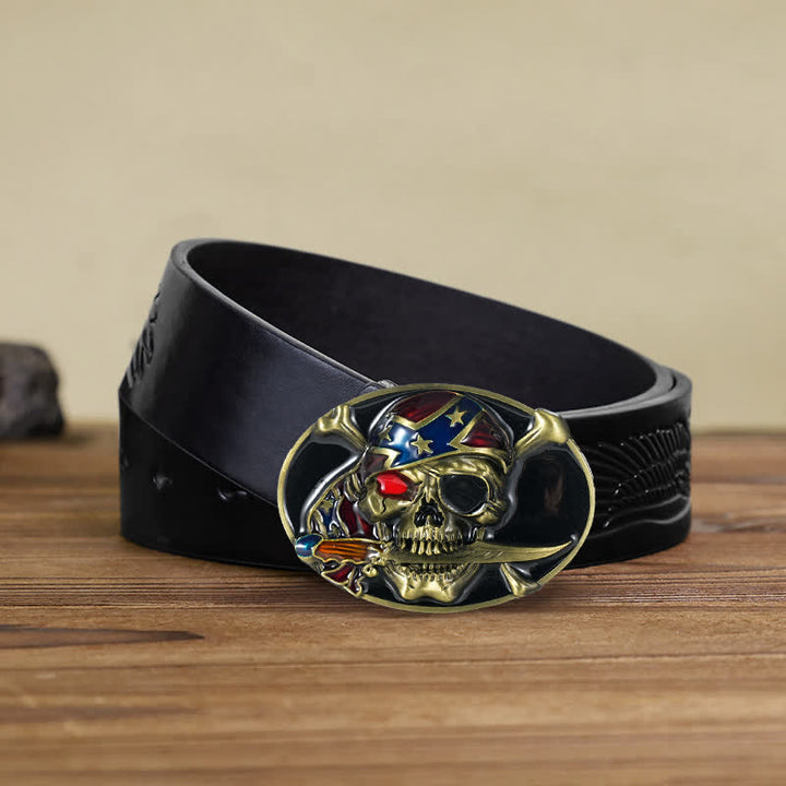 Herren DIY Piratenschädel Schnalle Ledergürtel