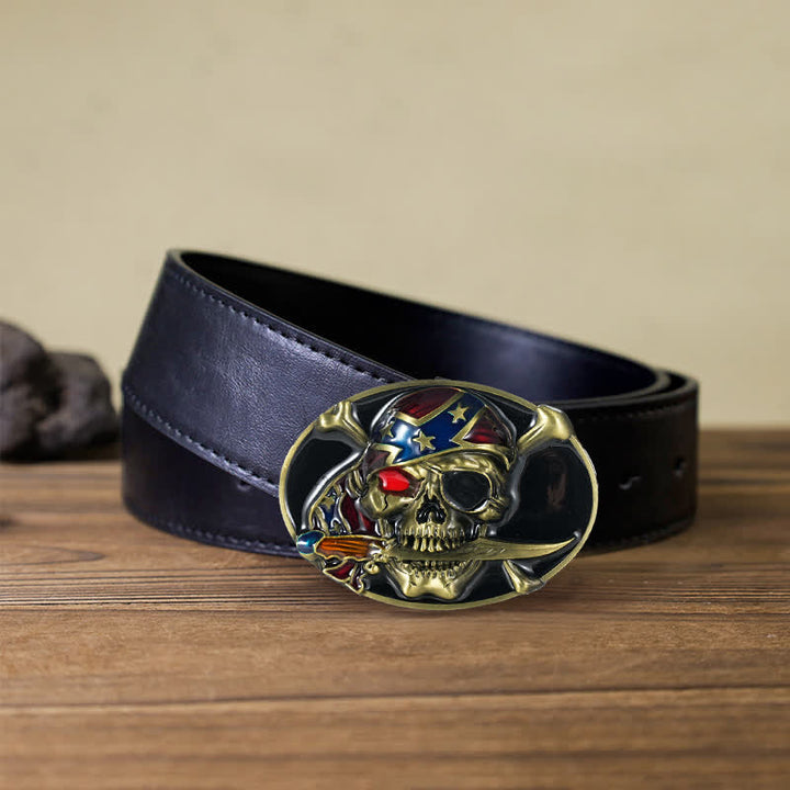 Herren DIY Piratenschädel Schnalle Ledergürtel