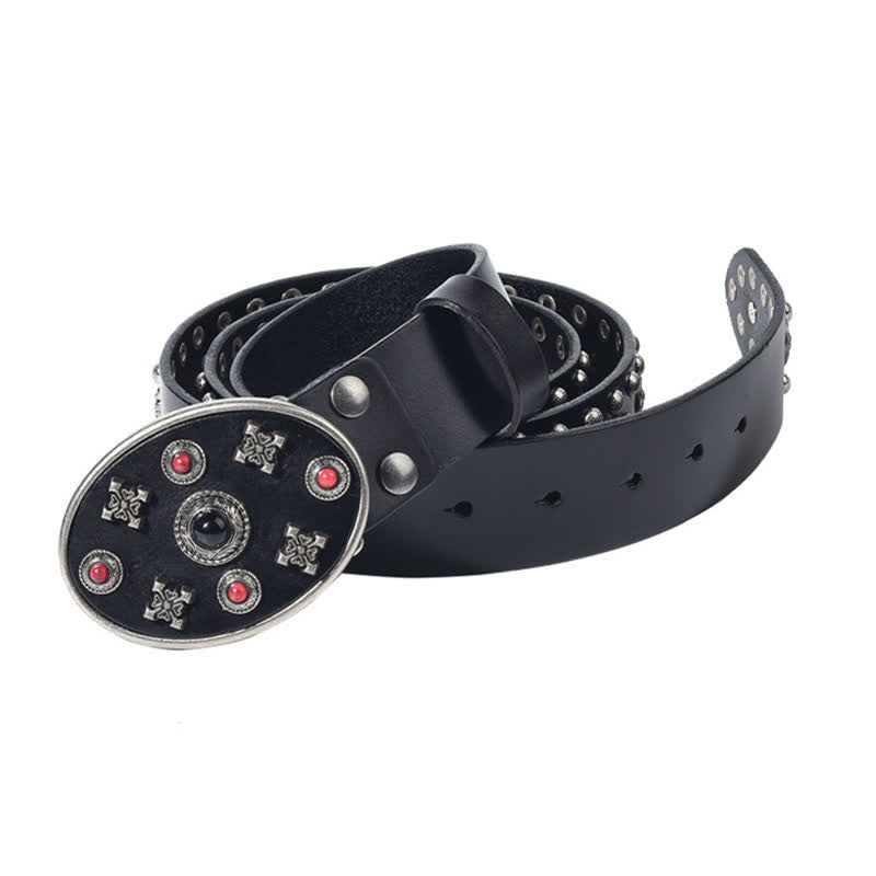 Resin Edelstein gravierter Blumen Nieten Ledergürtel