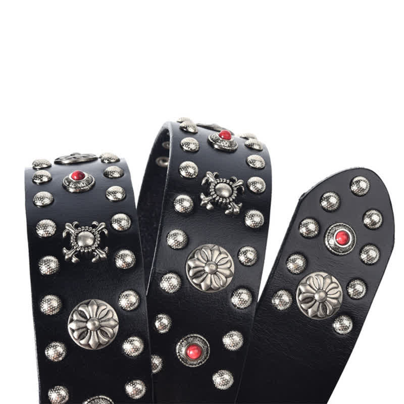 Resin Edelstein gravierter Blumen Nieten Ledergürtel