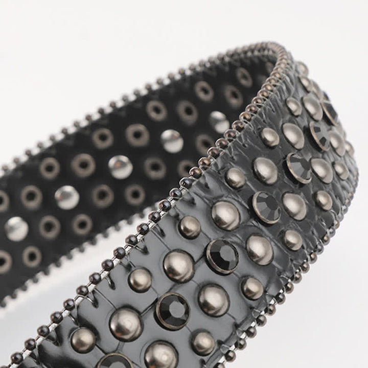 Bling besetzter Mini-Schädel Strassnieten Ledergürtel
