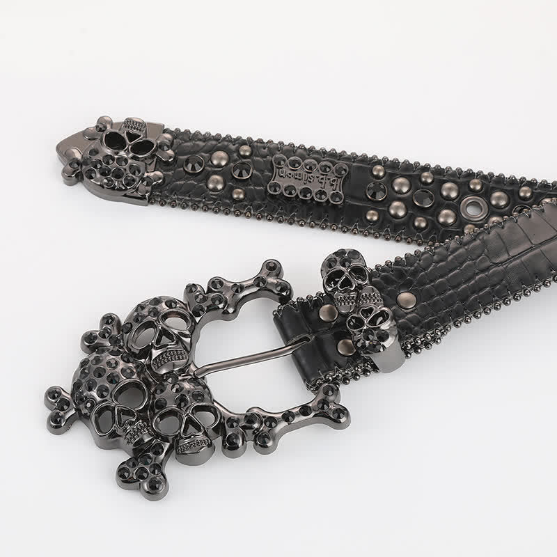 Bling besetzter Mini-Schädel Strassnieten Ledergürtel