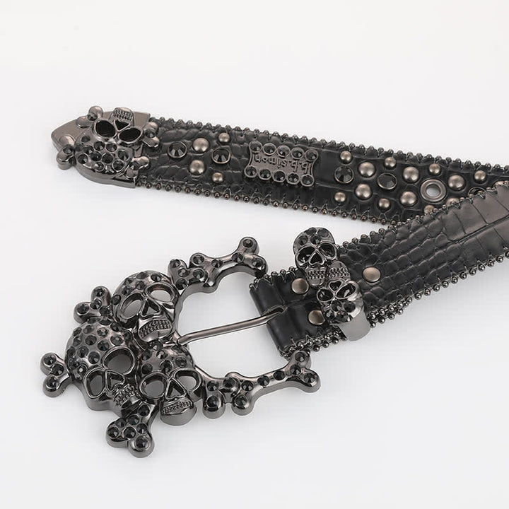 Bling besetzter Mini-Schädel Strassnieten Ledergürtel
