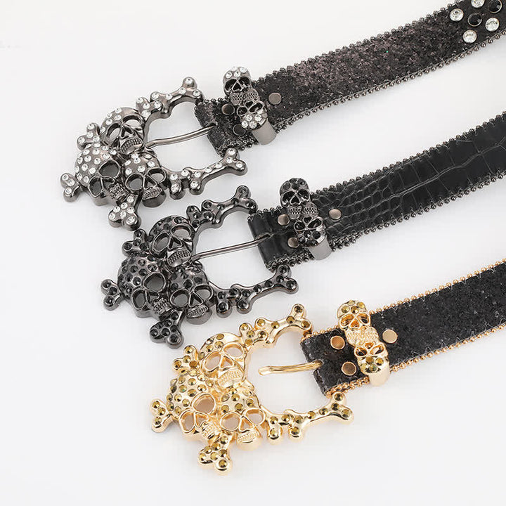 Bling besetzter Mini-Schädel Strassnieten Ledergürtel