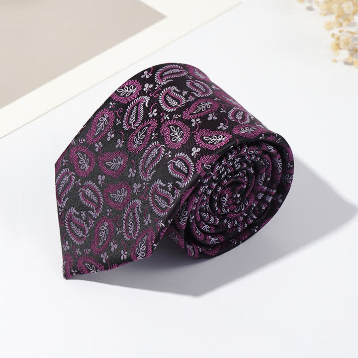 Jacquard-Krawatte für Herren mit Mix Cashew auf schwarzem Hintergrund