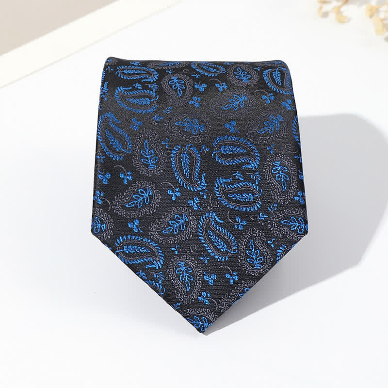 Jacquard-Krawatte für Herren mit Mix Cashew auf schwarzem Hintergrund