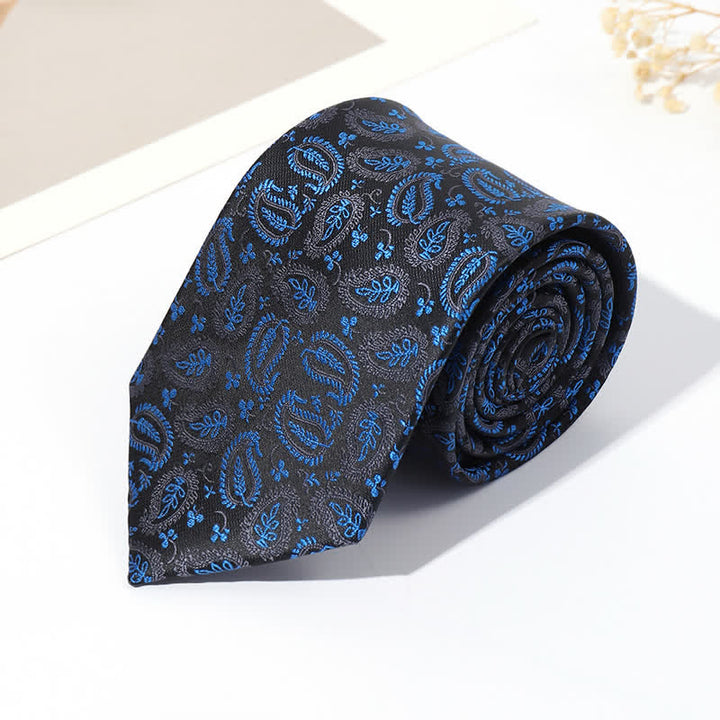 Jacquard-Krawatte für Herren mit Mix Cashew auf schwarzem Hintergrund