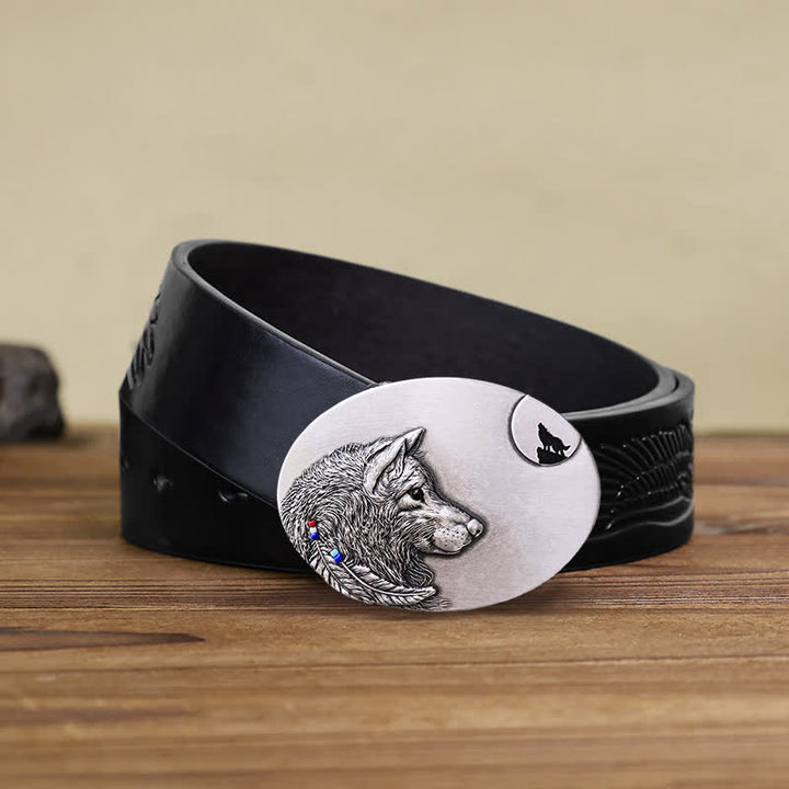DIY Indianer-Wolf-Lederschnalle für Männer