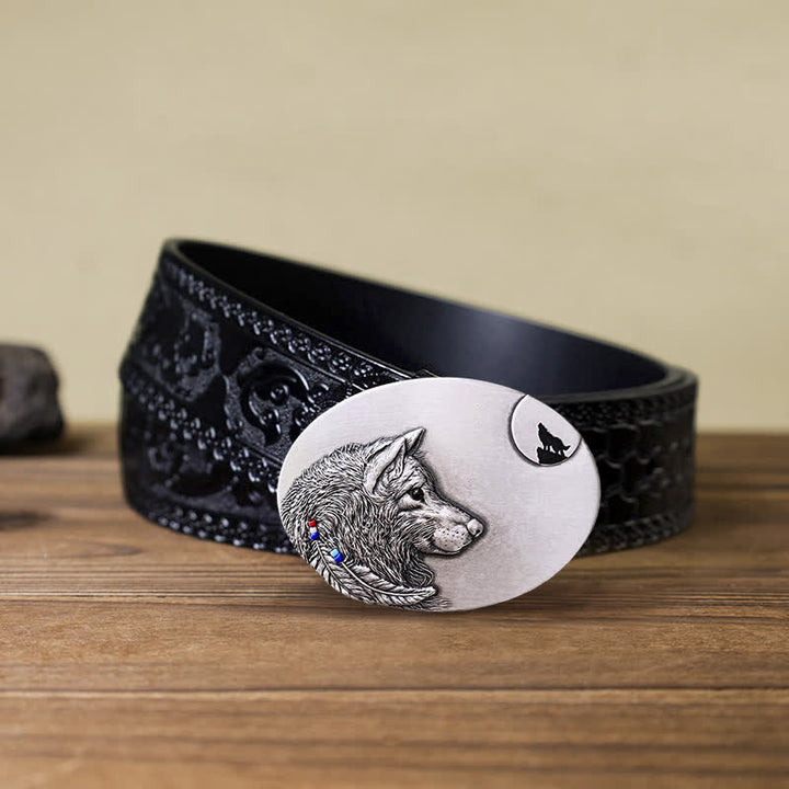 DIY Indianer-Wolf-Lederschnalle für Männer