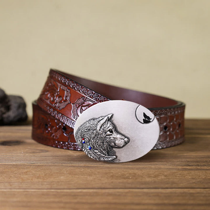 DIY Indianer-Wolf-Lederschnalle für Männer