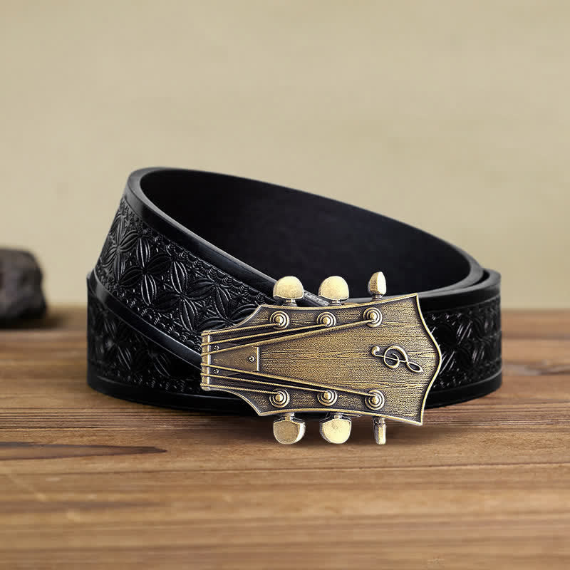 Herren DIY Bronze-Gitarrenmusik-Schnallengürtel
