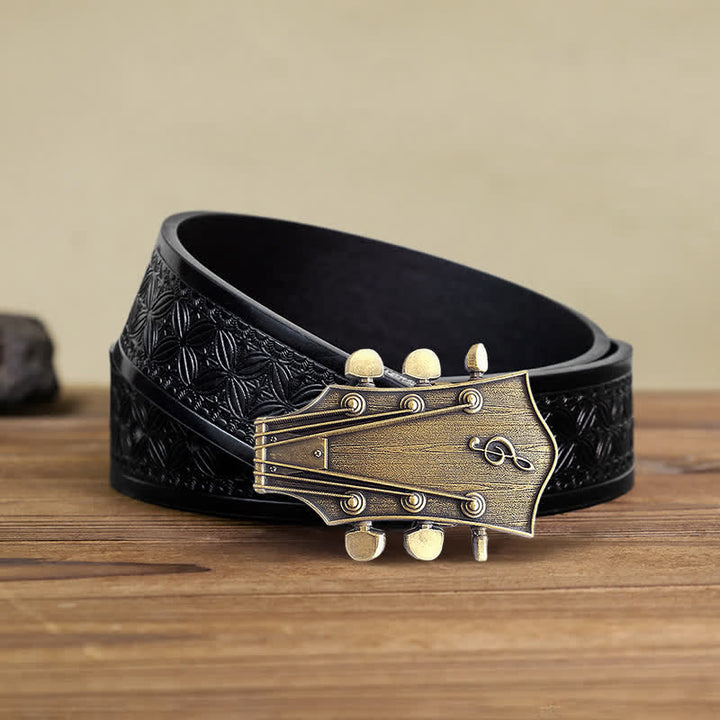 Herren DIY Bronze-Gitarrenmusik-Schnallengürtel