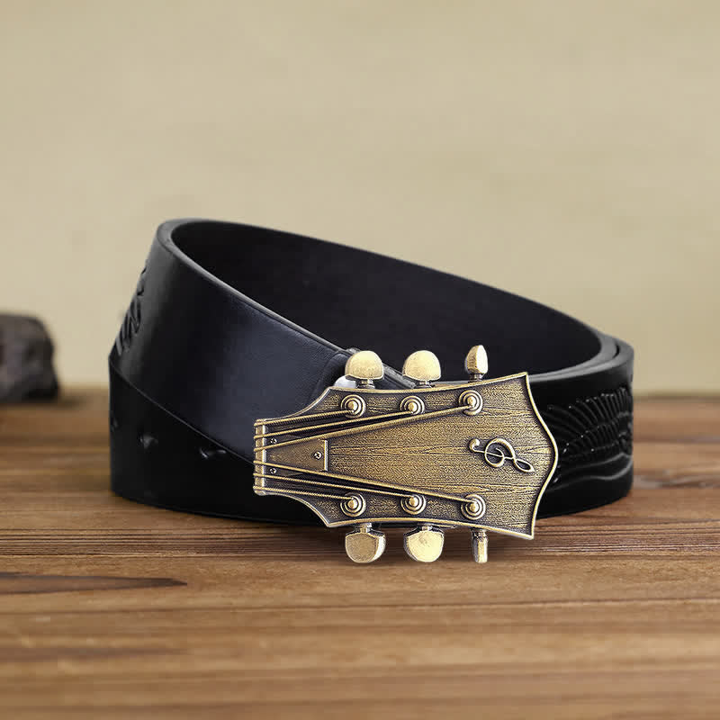 Herren DIY Bronze-Gitarrenmusik-Schnallengürtel