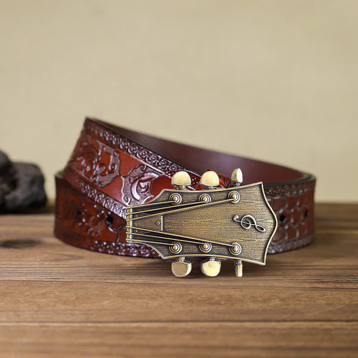 Herren DIY Bronze-Gitarrenmusik-Schnallengürtel