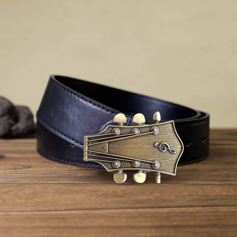 Herren DIY Bronze-Gitarrenmusik-Schnallengürtel
