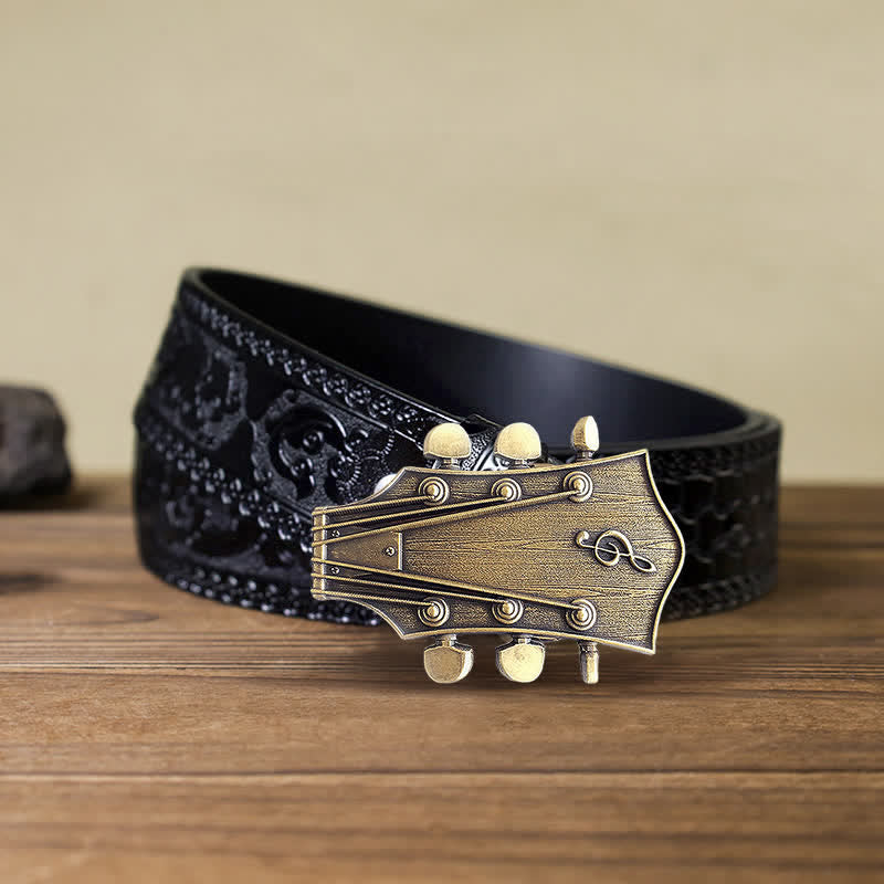 Herren DIY Bronze-Gitarrenmusik-Schnallengürtel