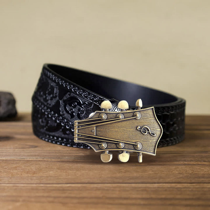 Herren DIY Bronze-Gitarrenmusik-Schnallengürtel