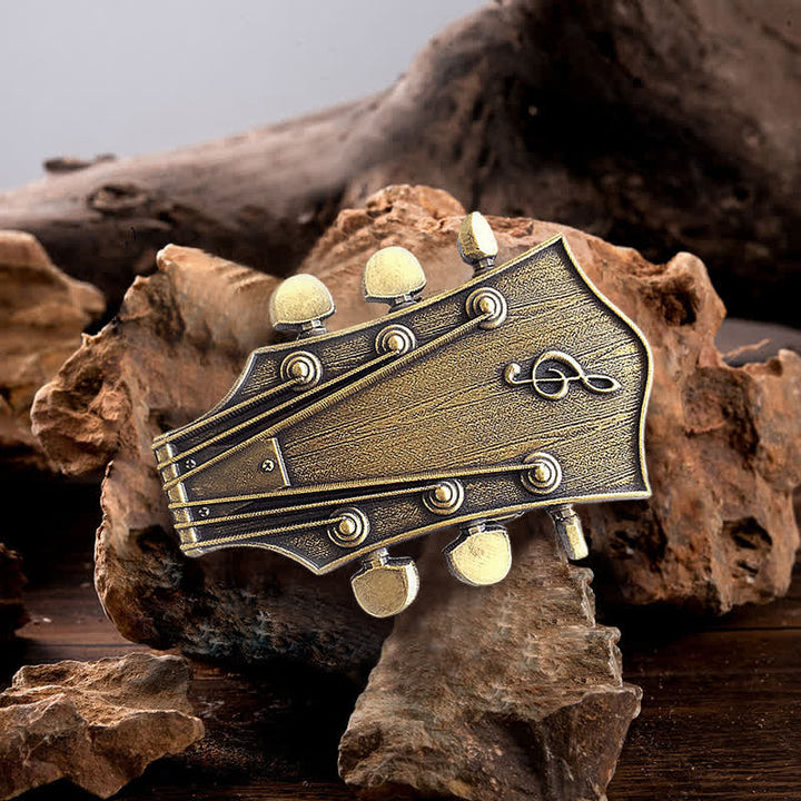 Herren DIY Bronze-Gitarrenmusik-Schnallengürtel