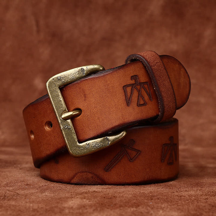 Leder-Gürtel mit Totem-Muster Lasergravur