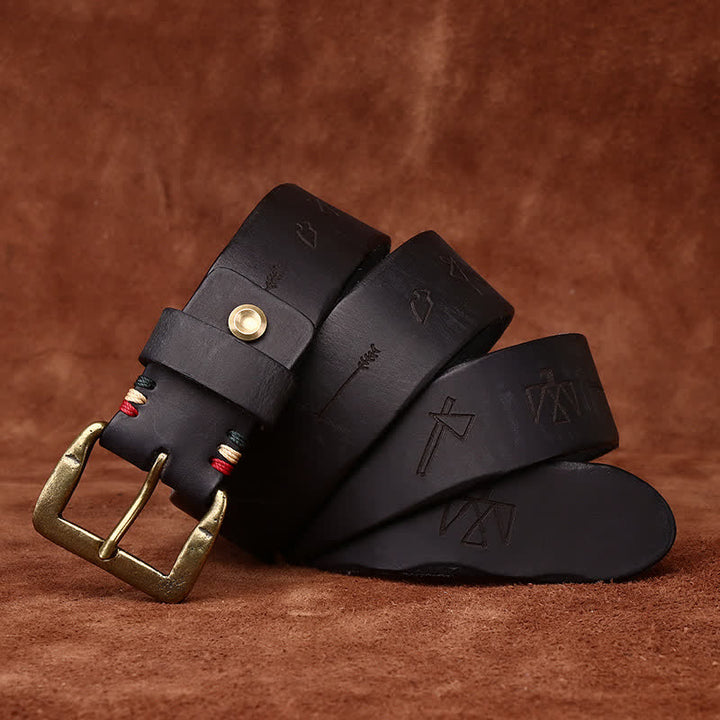 Leder-Gürtel mit Totem-Muster Lasergravur
