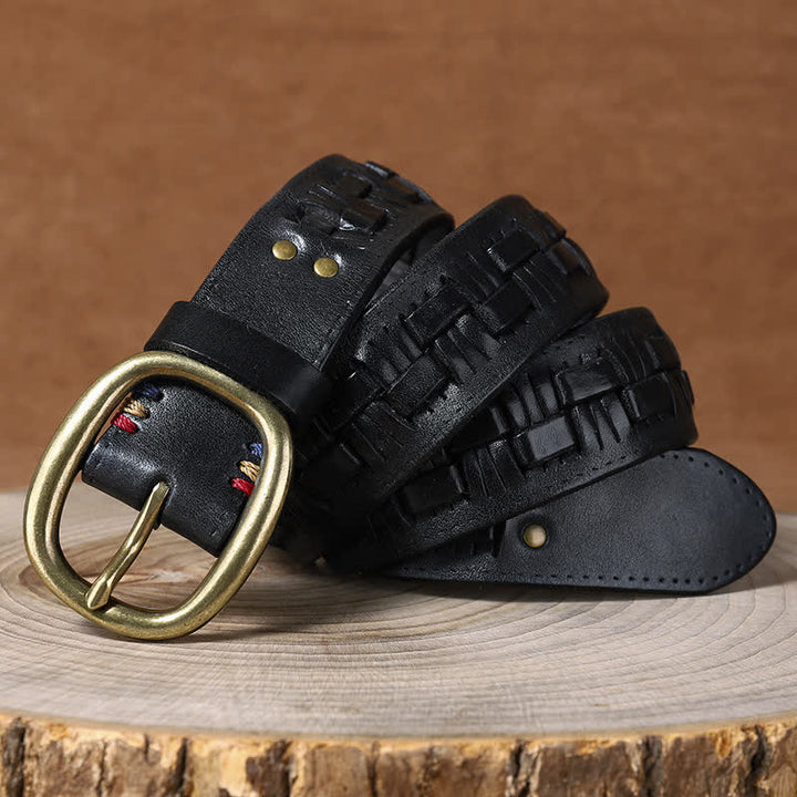 Geflochtener Retro-Jeans-Ledergürtel