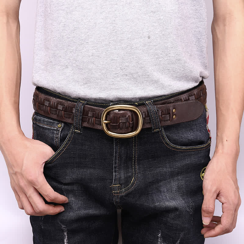 Geflochtener Retro-Jeans-Ledergürtel