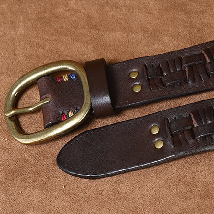 Geflochtener Retro-Jeans-Ledergürtel