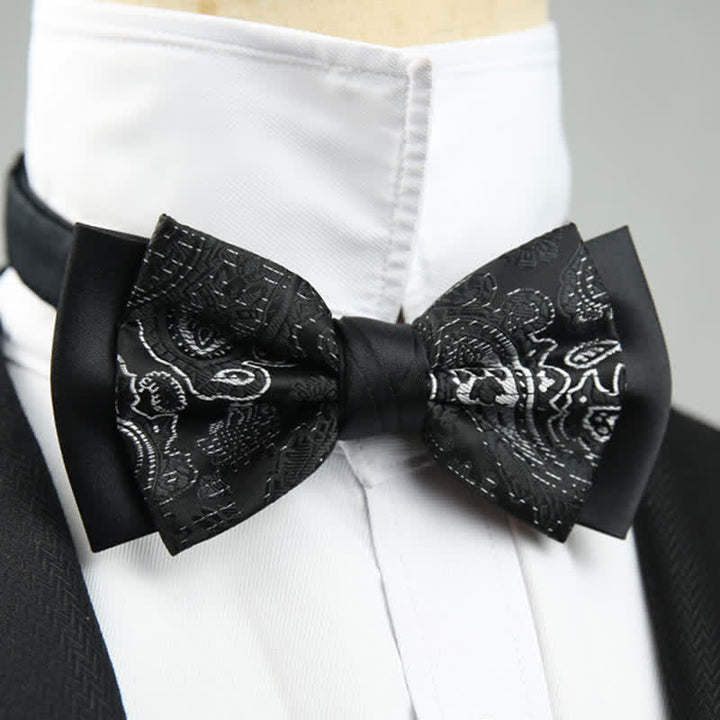 Herren Paisley Blumenmuster Doppel-Lagen Trauzeugen Fliege