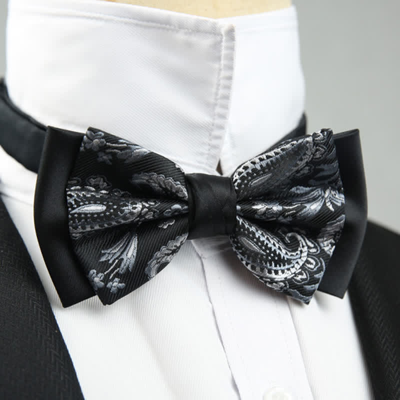 Herren Paisley Blumenmuster Doppel-Lagen Trauzeugen Fliege