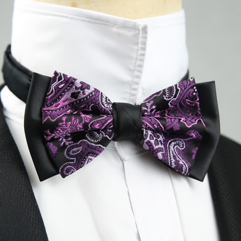 Herren Paisley Blumenmuster Doppel-Lagen Trauzeugen Fliege