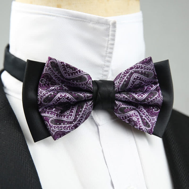 Herren Paisley Blumenmuster Doppel-Lagen Trauzeugen Fliege