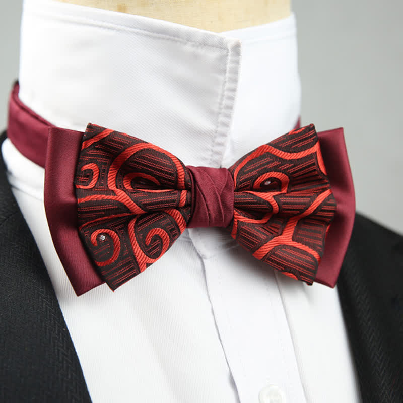 Herren Paisley Blumenmuster Doppel-Lagen Trauzeugen Fliege