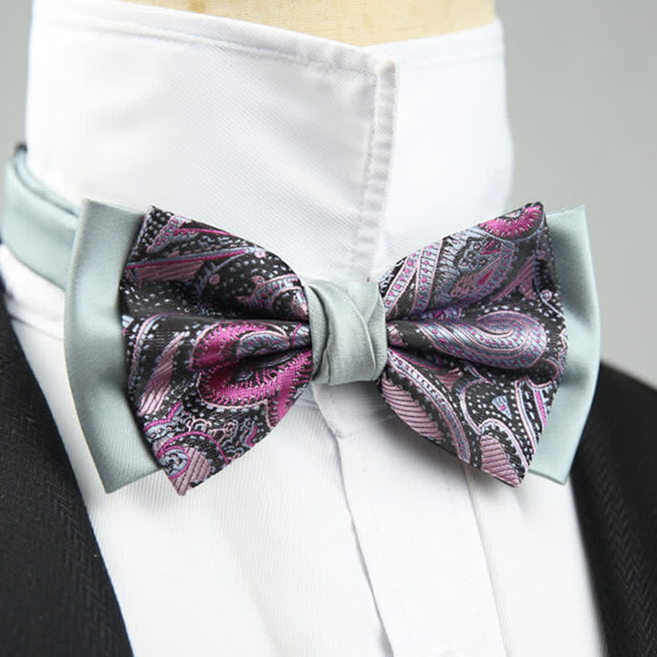 Herren Paisley Blumenmuster Doppel-Lagen Trauzeugen Fliege
