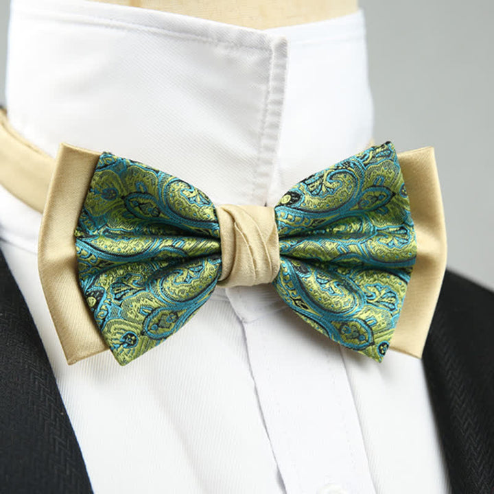 Herren Paisley Blumenmuster Doppel-Lagen Trauzeugen Fliege