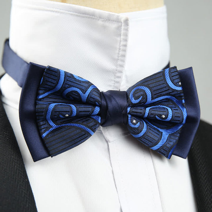 Herren Paisley Blumenmuster Doppel-Lagen Trauzeugen Fliege